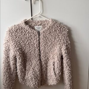 Abercrombie & Fitch Beige Textured Knit zipper front